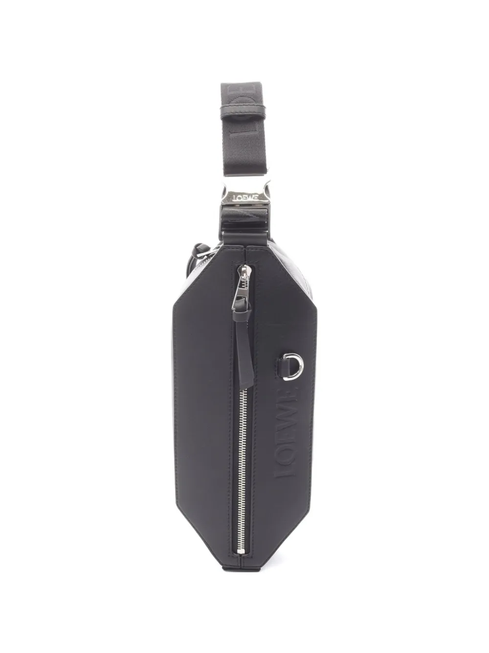 Pre-owned Loewe 2020s Convertible Leather Sling Body Bag In Black