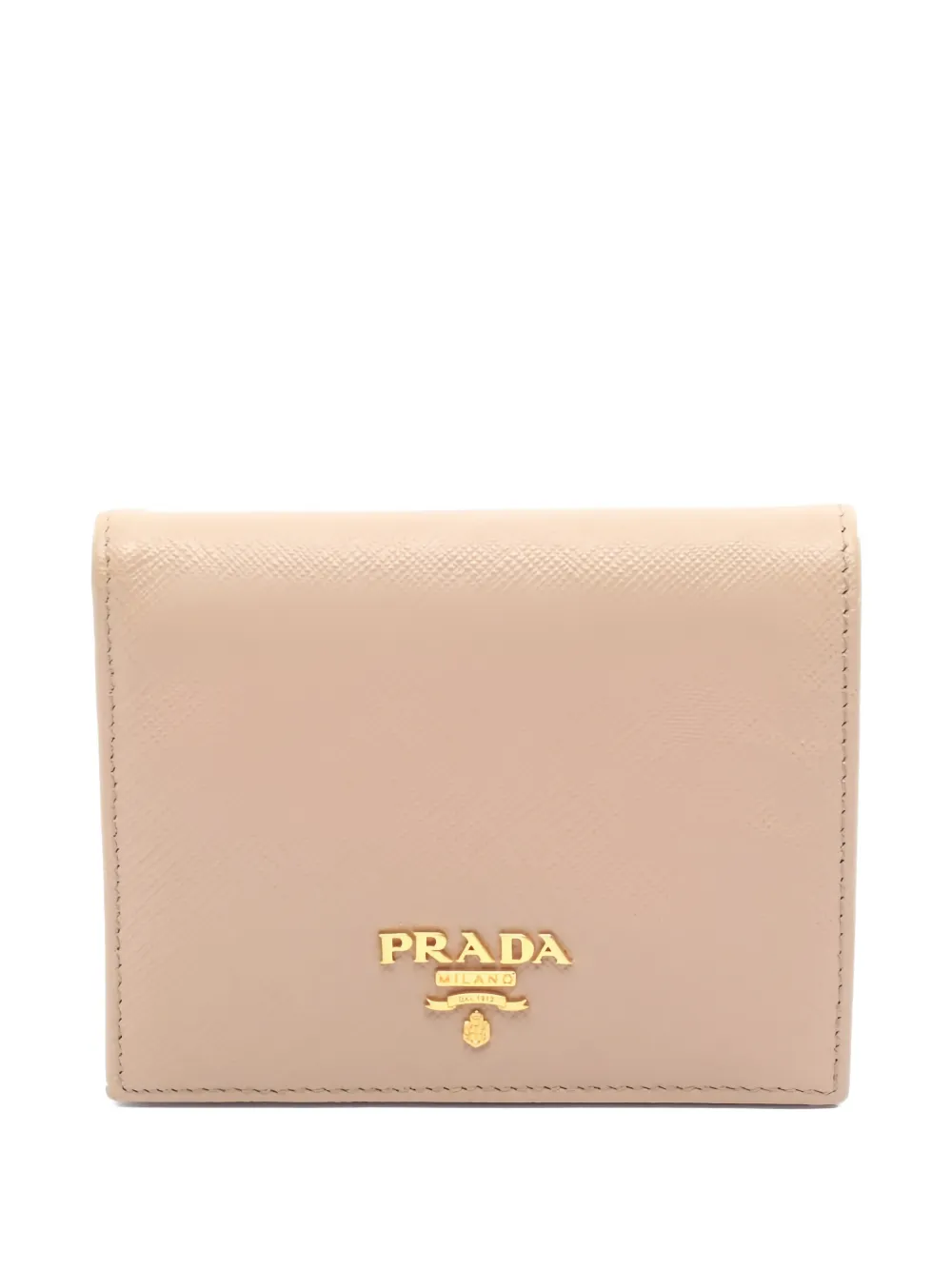 Pre-owned Prada 2000s Bi-fold Leather Wallet In Neutral