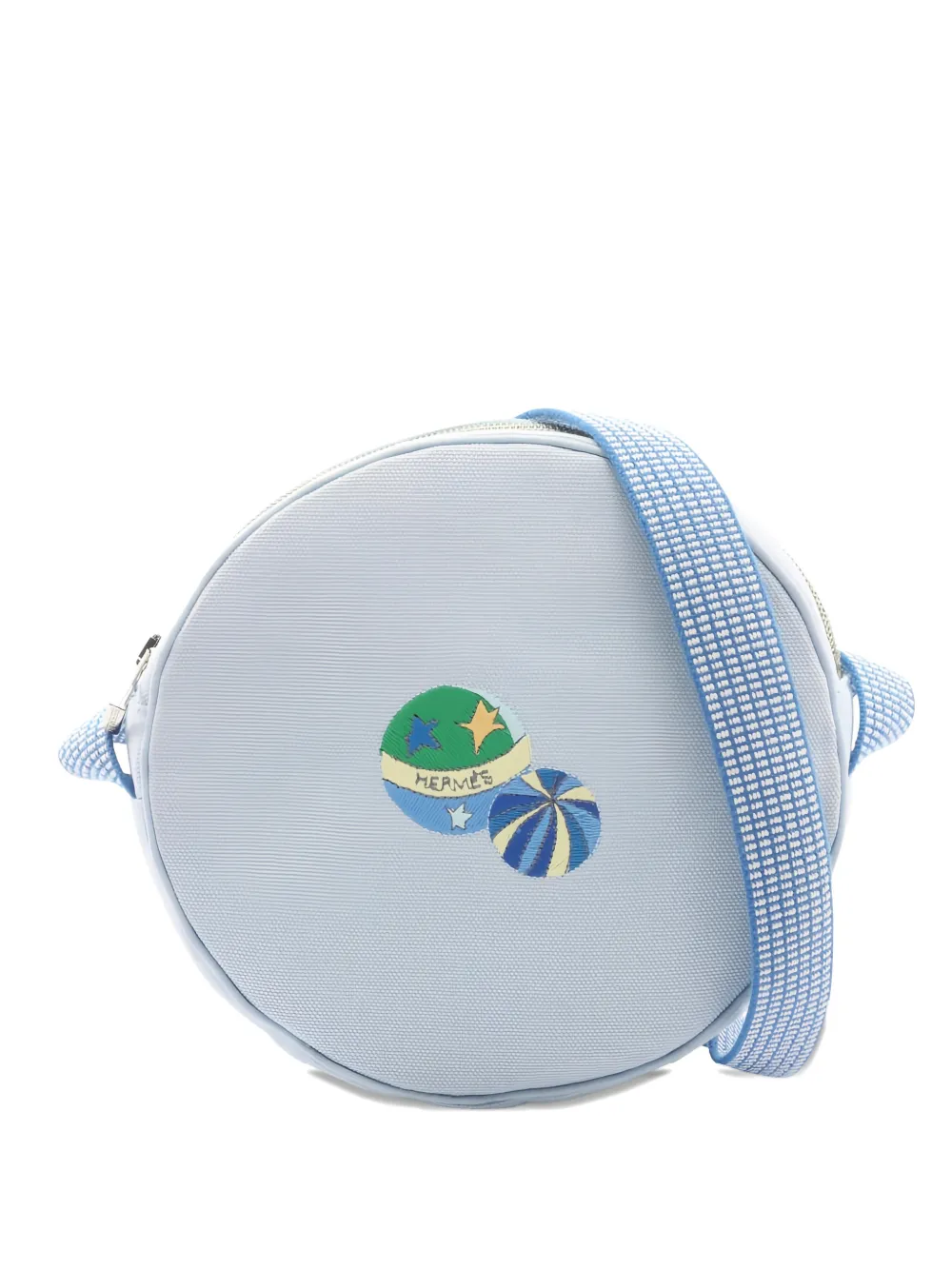 Hermès Pre-Owned 1990s embroidered canvas shoulder bag - Blue