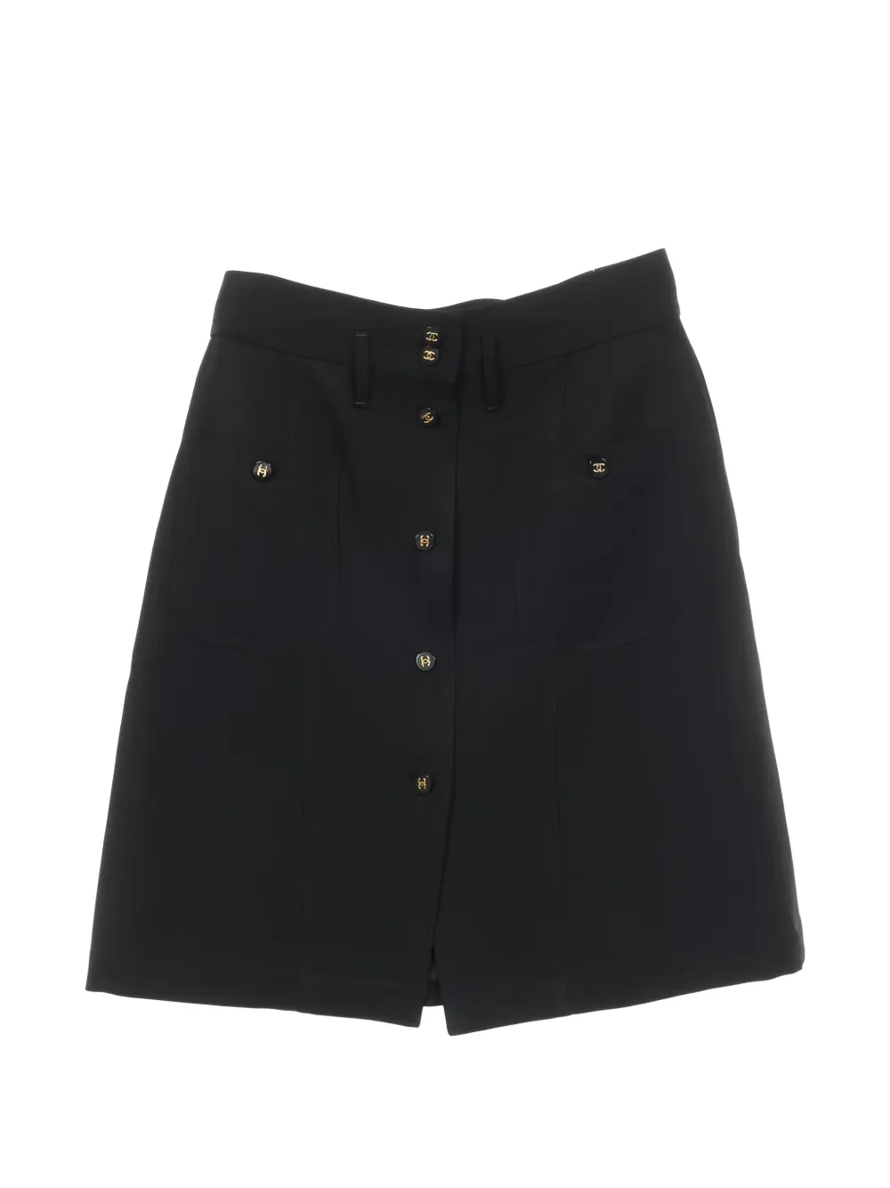 CHANEL Pre-Owned 1986-1988 button wool skirt - Nero