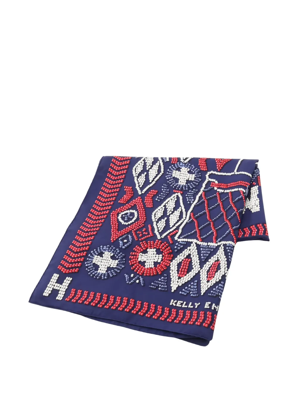 Hermès Pre-Owned 2010s 140 Kelly en Perles silk scarf - Blu