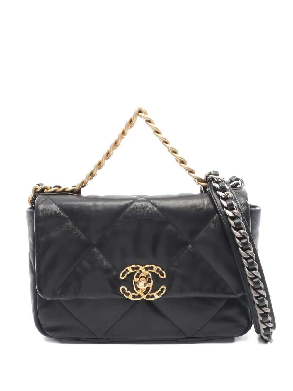 CHANEL Pre-Owned 2019 19 Matelassé chain tote bag - Nero