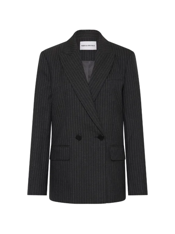 Rebecca Vallance Harri Pinstripe Double-breasted Blazer in Grey