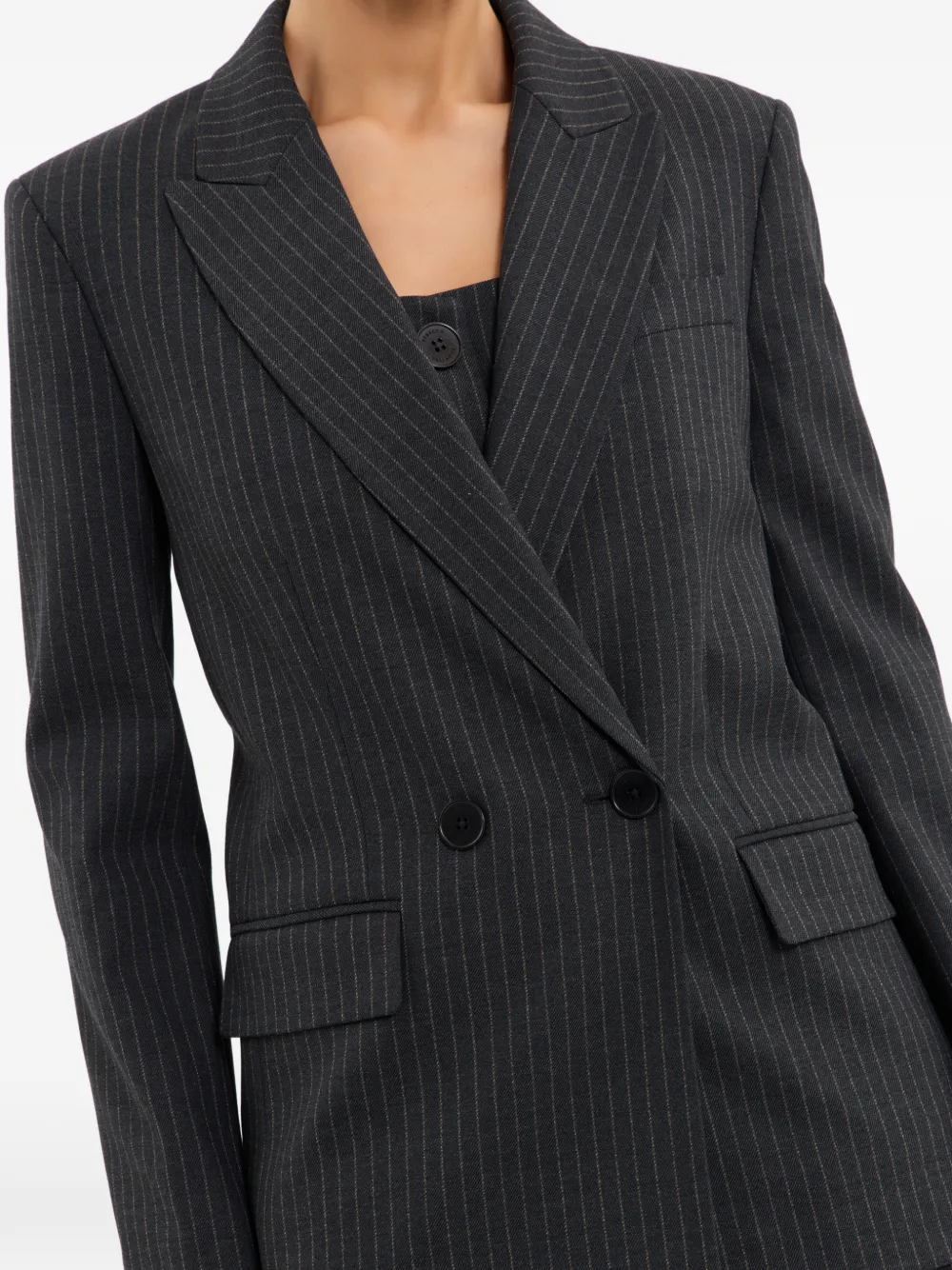 Rebecca Vallance Harri blazer met dubbele rij knopen en krijtstreep Grijs
