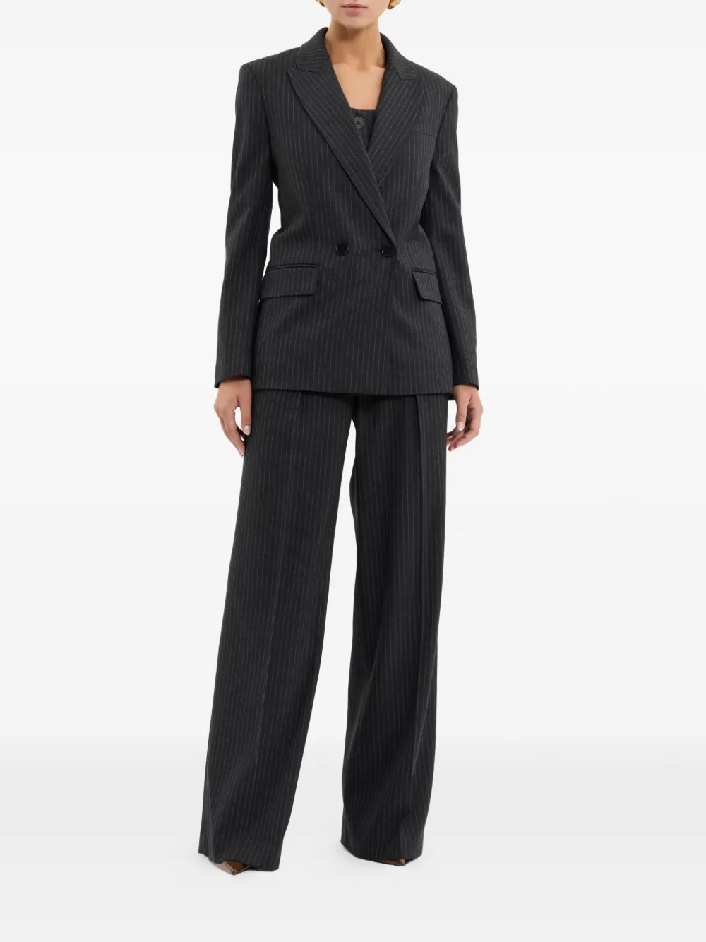 Rebecca Vallance Harri blazer met dubbele rij knopen en krijtstreep Grijs