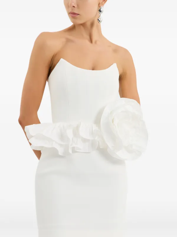 rebecca vallance white mini dress Kahlia ruffled scalloped linen-blend mini dress - white