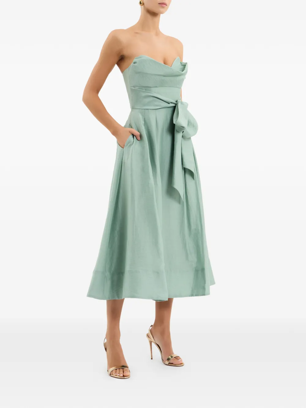 Rebecca Vallance Serenity strapless midi-jurk Groen