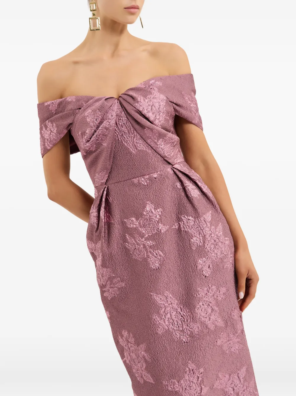Rebecca Vallance Levinia off-shoulder maxi-jurk met bloemenprint Roze