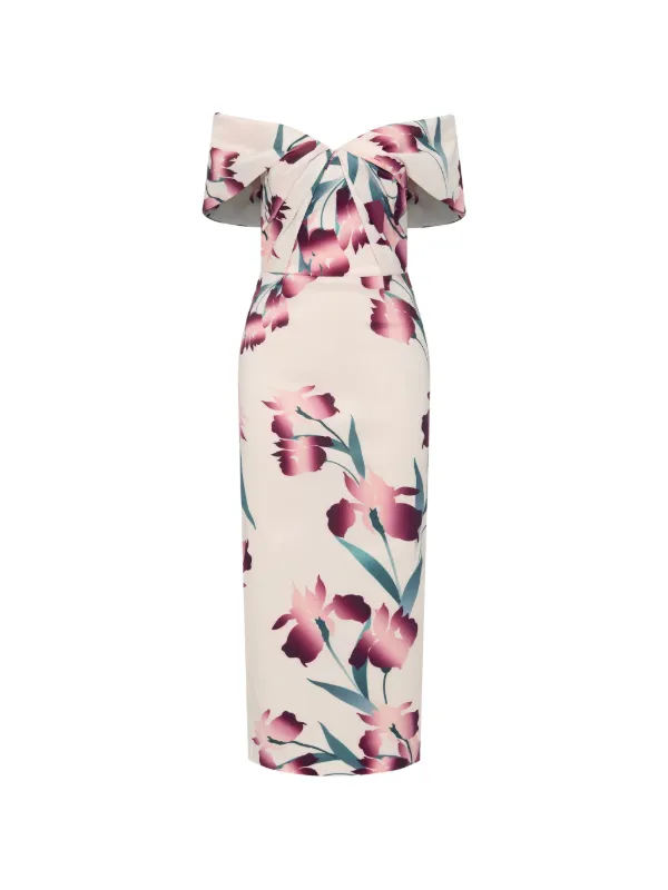 Rebecca Vallance Linnea Off-the-shoulder Floral Midi Dress in Pink