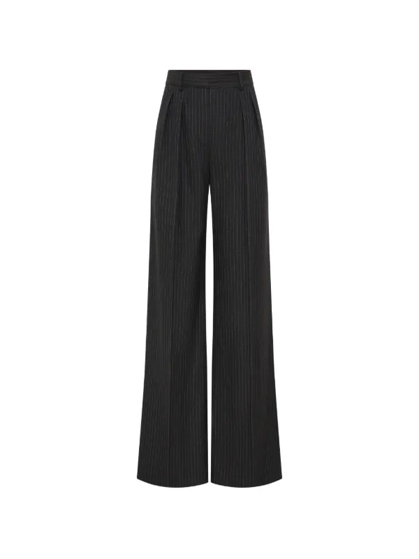 Rebecca Vallance Harri Pinstripe Pleated Trousers in Grey