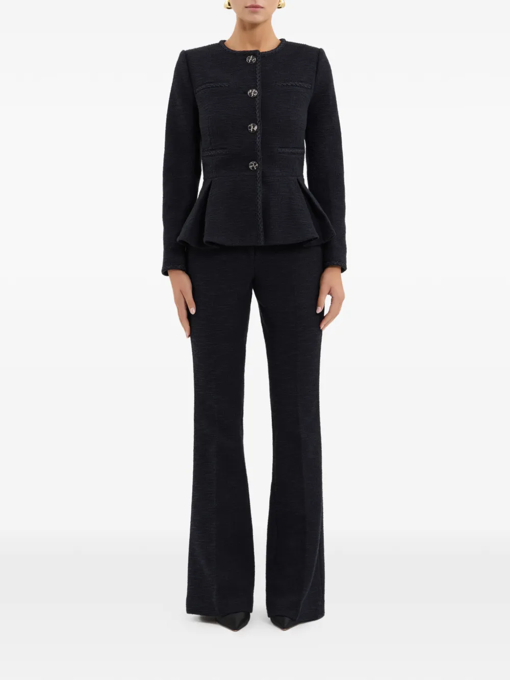 Rebecca Vallance London button-up peplum jack Blauw