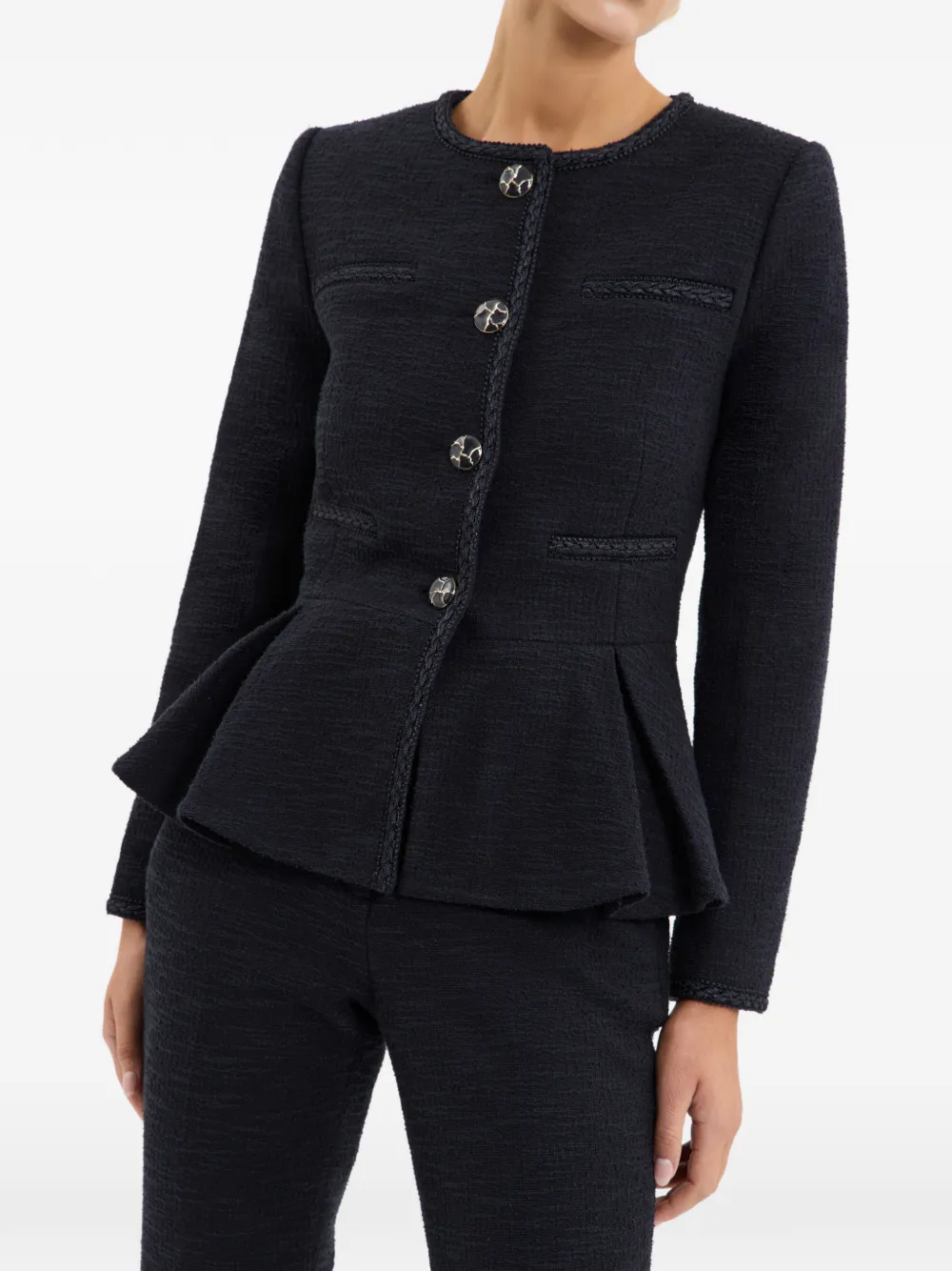 Rebecca Vallance London button-up peplum jack Blauw