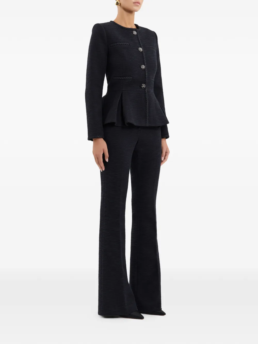 Rebecca Vallance London button-up peplum jack Blauw