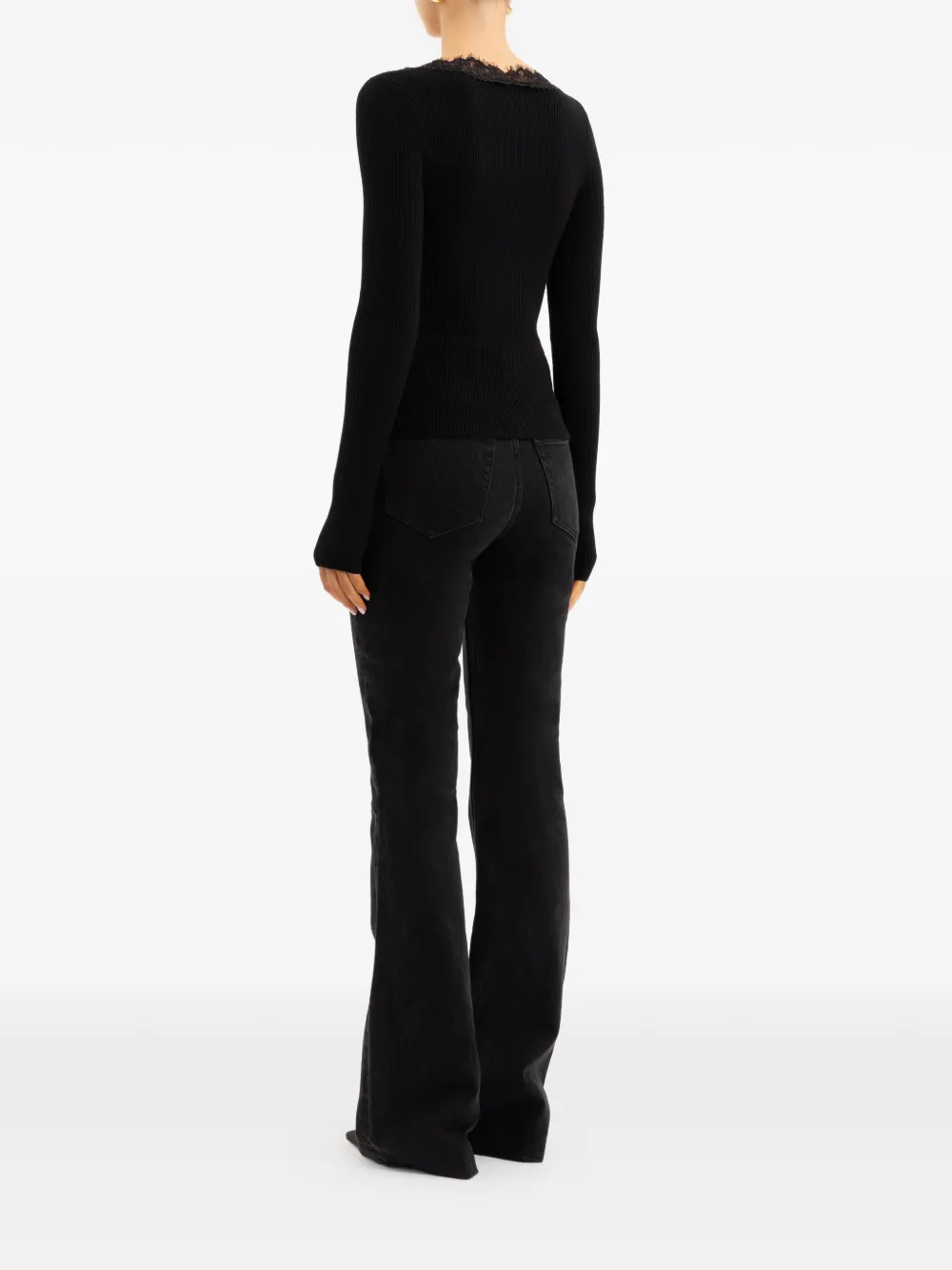 Rebecca Vallance Verity geribbeld vest met kant Zwart