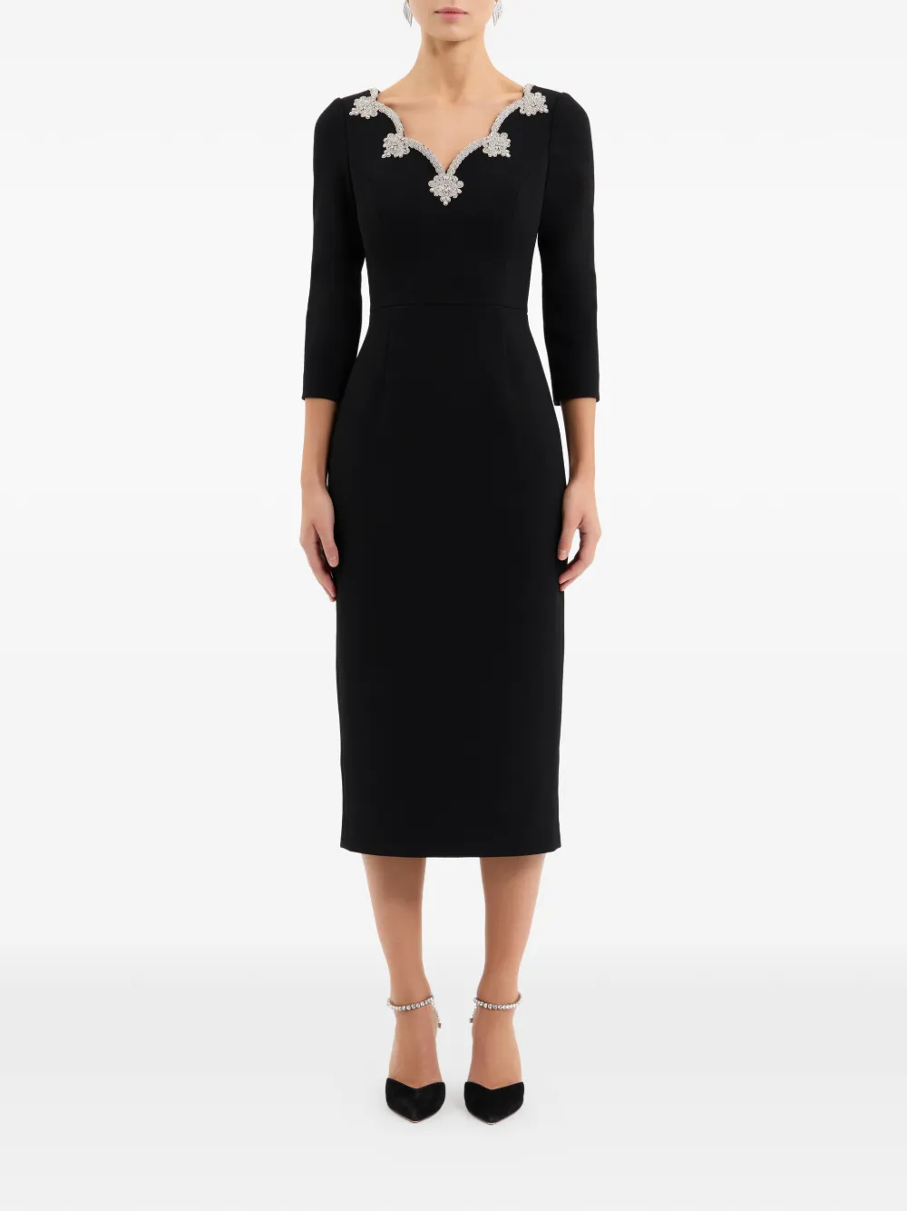 Rebecca Vallance Harlynn midi-jurk met verfraaide hals Zwart