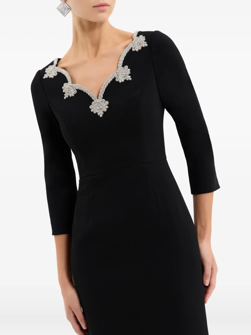 Rebecca Vallance Harlynn midi-jurk met verfraaide hals Zwart