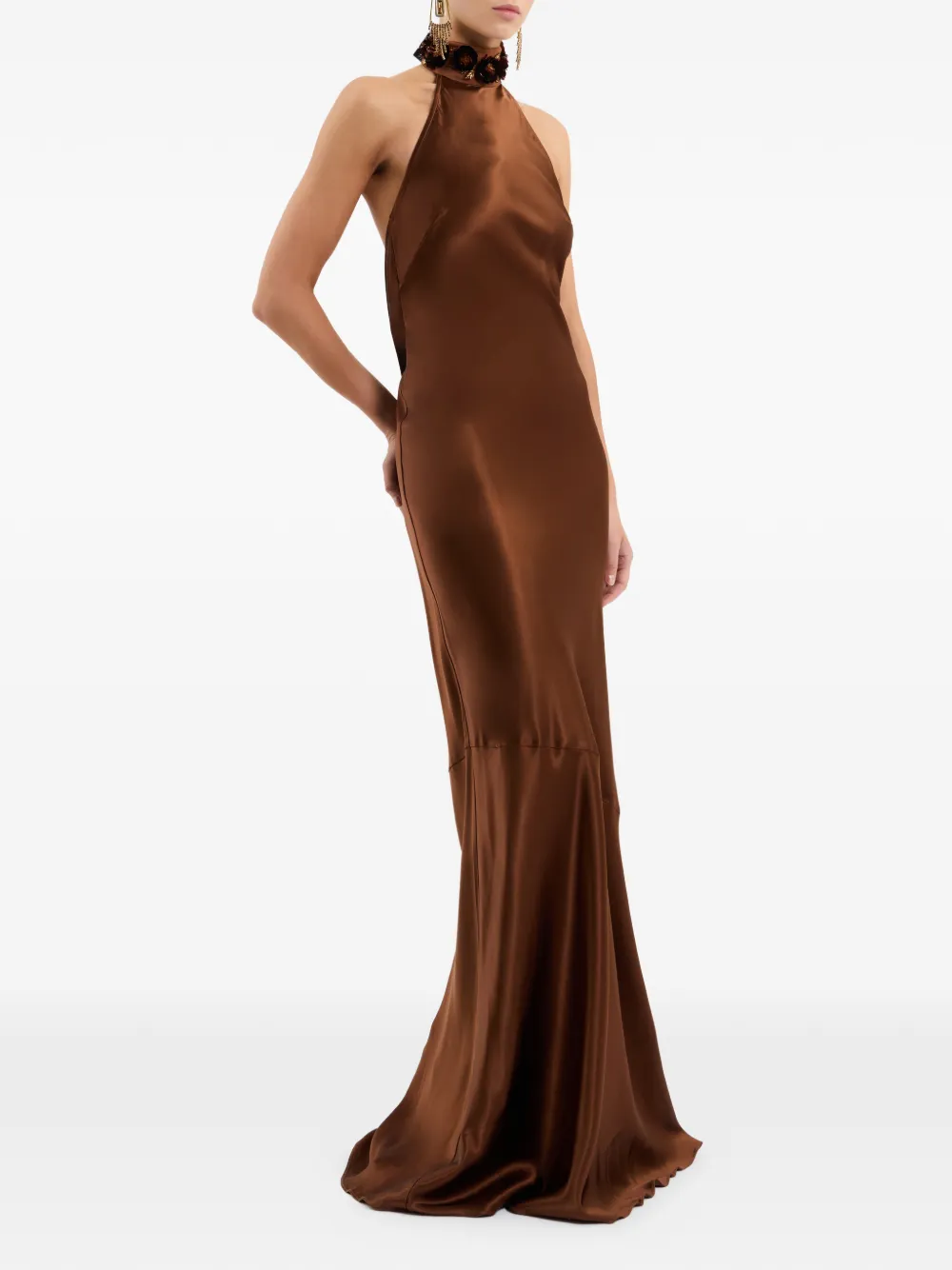 Rebecca Vallance Maxi-jurk met halternek Bruin