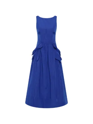 alc renzo dress blue A.L.C. Women's Renzo II Satin Pleated Dress in Riviera, Size 14