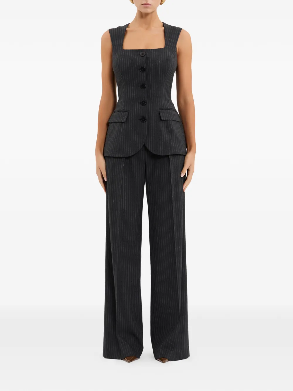  Rebecca Vallance Harri Pinstripe Button-up Top - Grey 