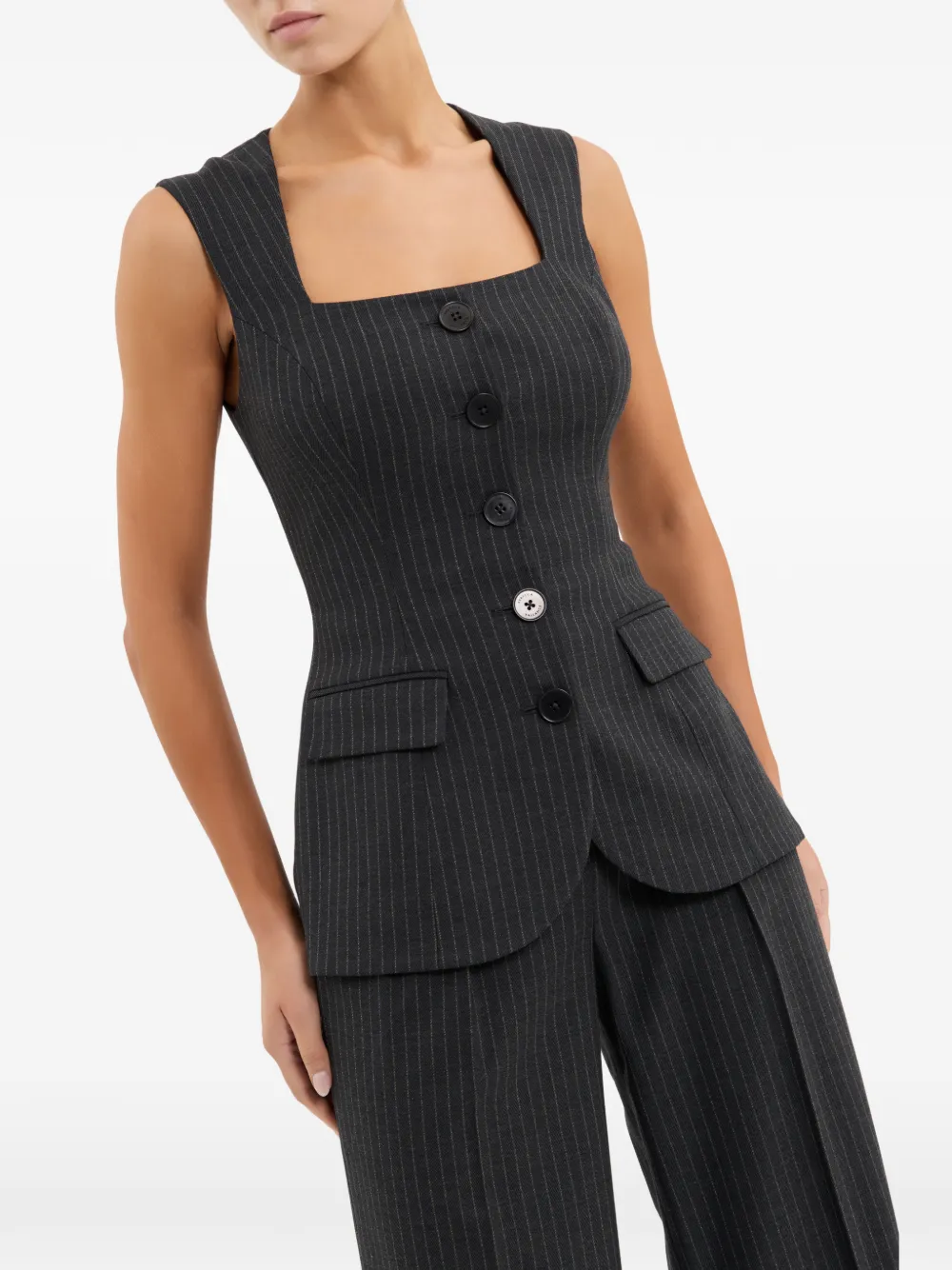 Rebecca Vallance Harri button-up top met krijtstreep Grijs