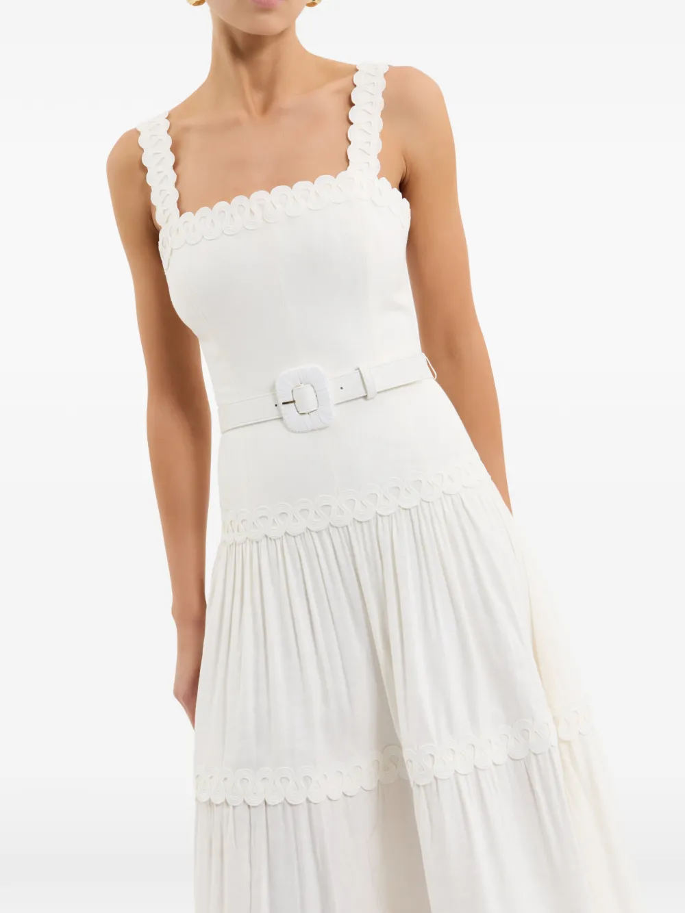 Rebecca Vallance Kahlia gewelfde midi-jurk Beige
