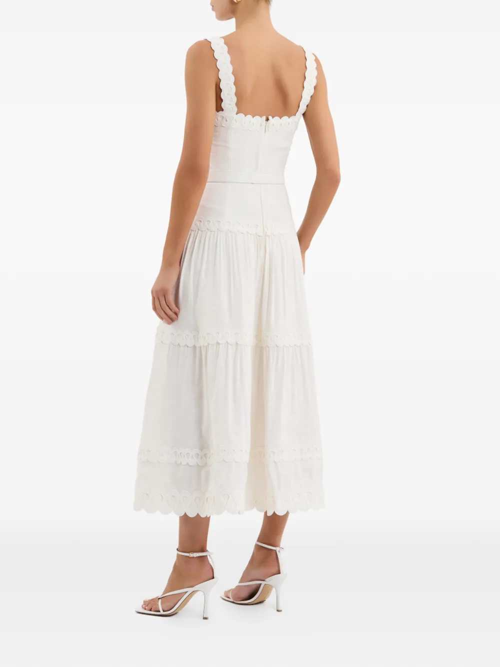 Rebecca Vallance Kahlia gewelfde midi-jurk Beige