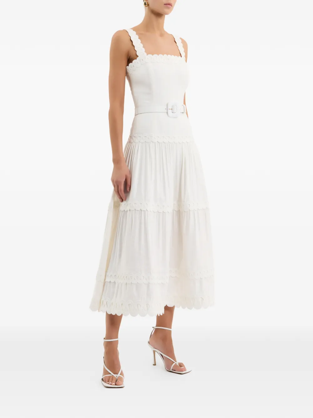 Rebecca Vallance Kahlia gewelfde midi-jurk Beige
