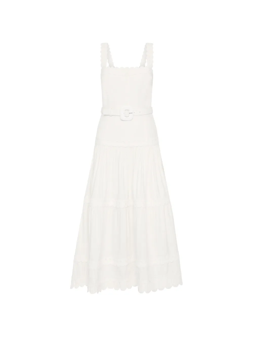 Rebecca Vallance Kahlia scalloped midi dress - Neutrals