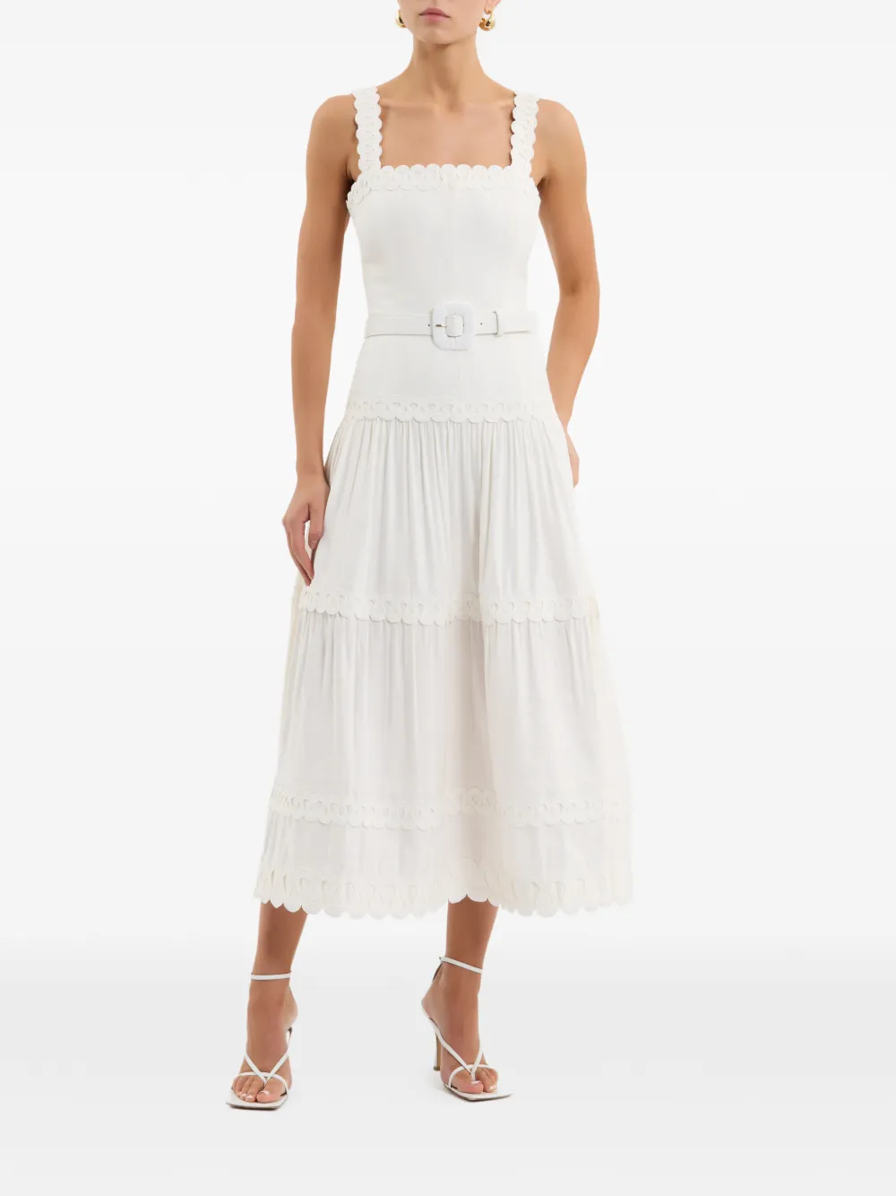 Rebecca Vallance Kahlia gewelfde midi-jurk Beige