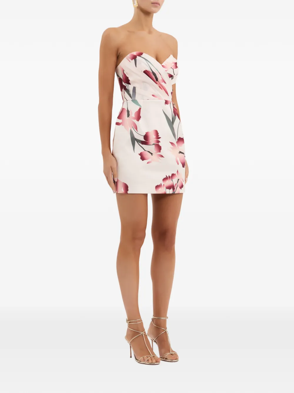 Rebecca Vallance Linnea strapless mini-jurk met bloemenprint Beige