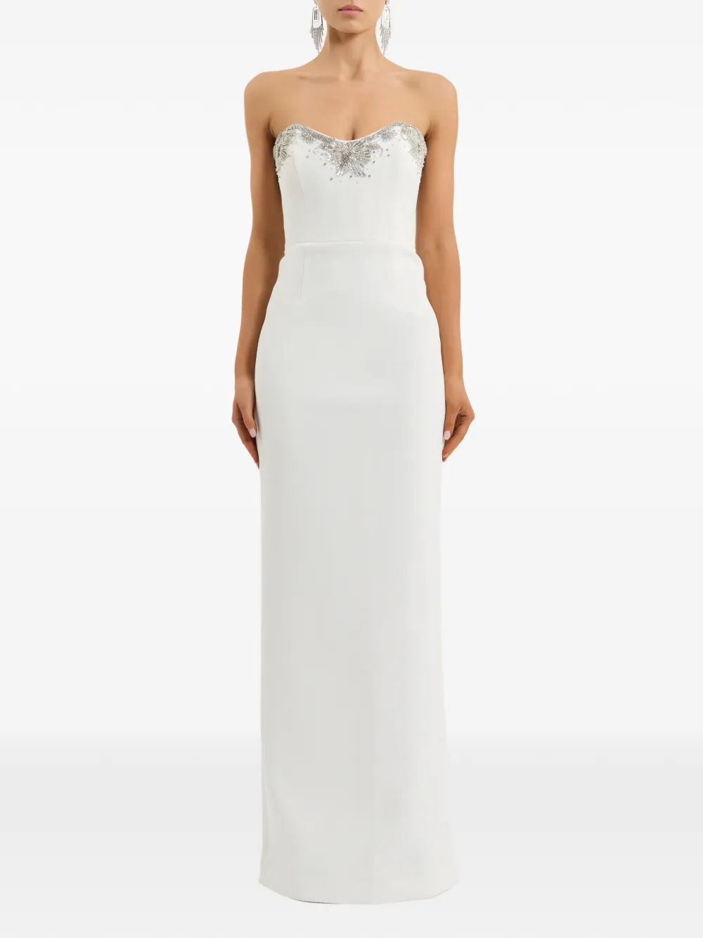 Rebecca Vallance Melva strapless maxi-jurk met kralen Wit
