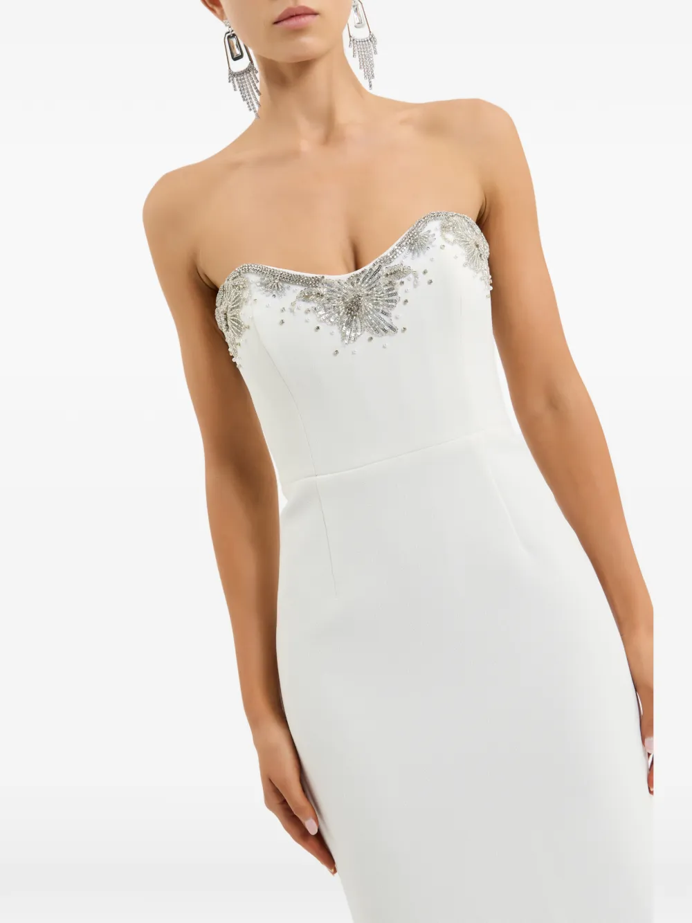 Rebecca Vallance Melva strapless maxi-jurk met kralen Wit