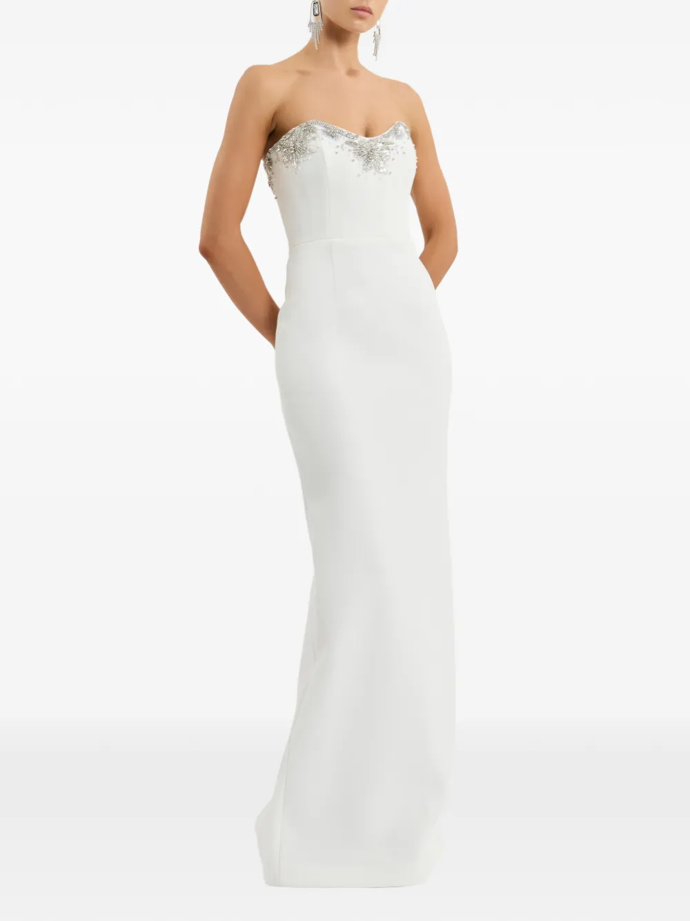 Rebecca Vallance Melva strapless maxi-jurk met kralen Wit