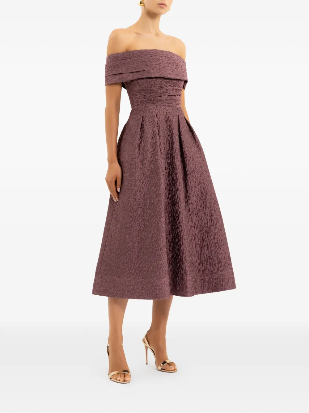 Rebecca Vallance Adalin off-shoulder midi-jurk Paars