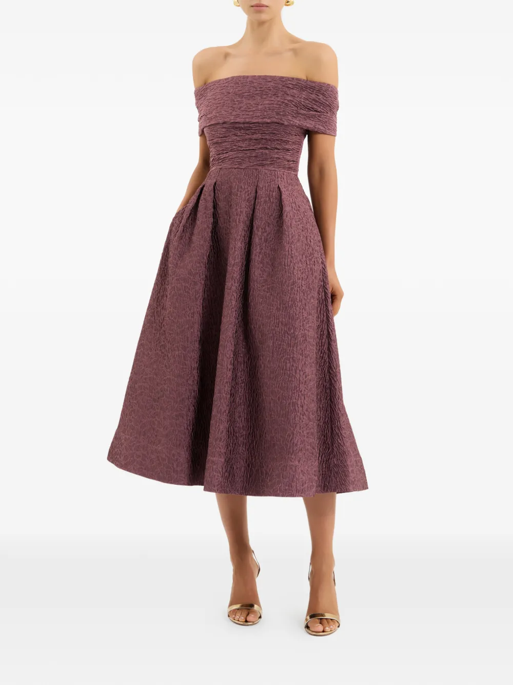 Rebecca Vallance Adalin off-shoulder midi-jurk Paars