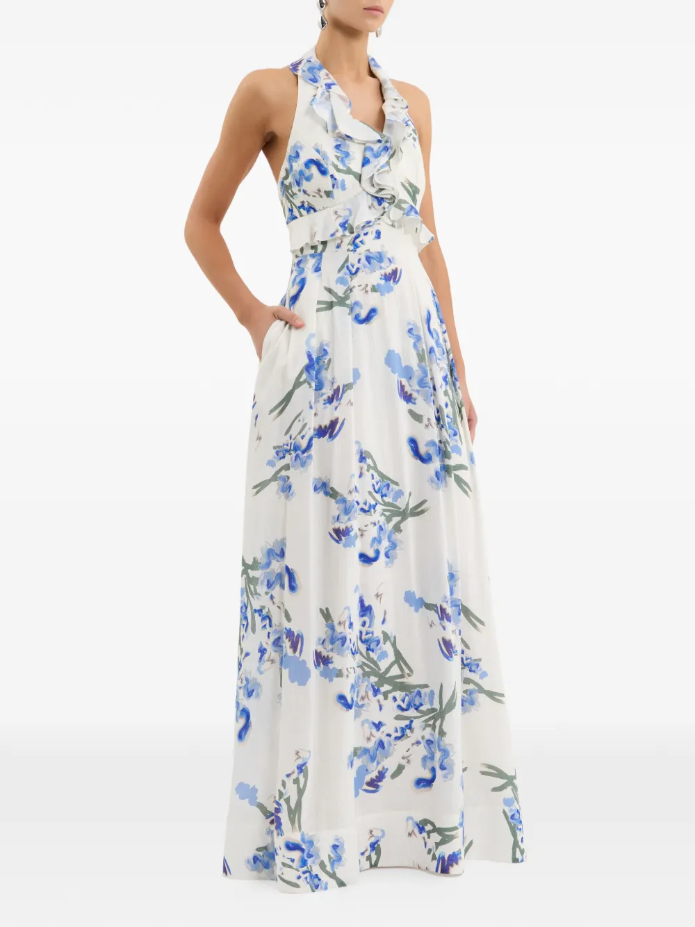 Rebecca Vallance Bluebell Meadow maxi-jurk met bloemenprint Wit