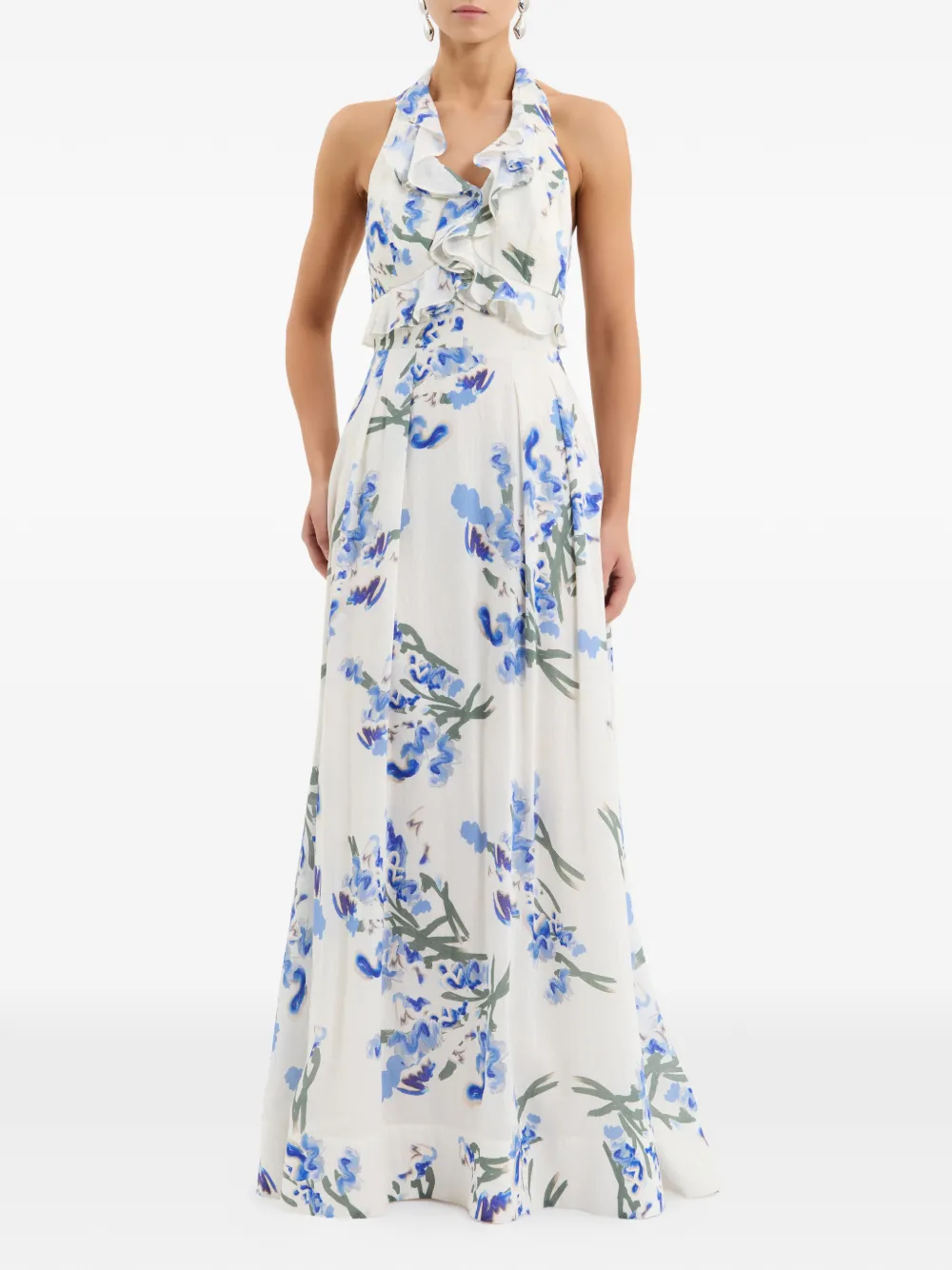 Rebecca Vallance Bluebell Meadow maxi-jurk met bloemenprint Wit