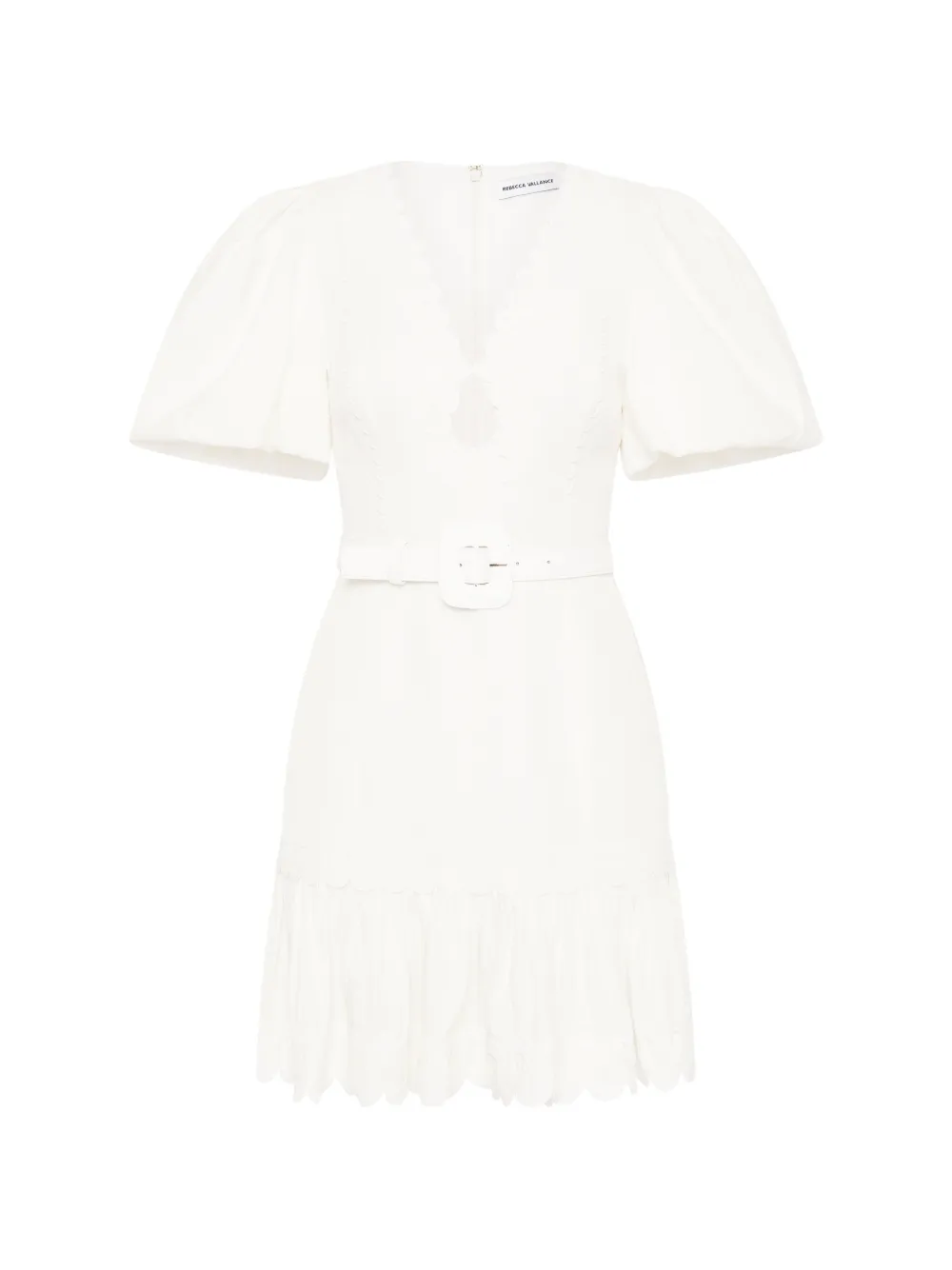 Rebecca Vallance Kahlia puff-sleeve belted mini dress - Neutrals