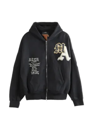 AMIRI logo-appliqué full-zip Hoodie | Black | FARFETCH