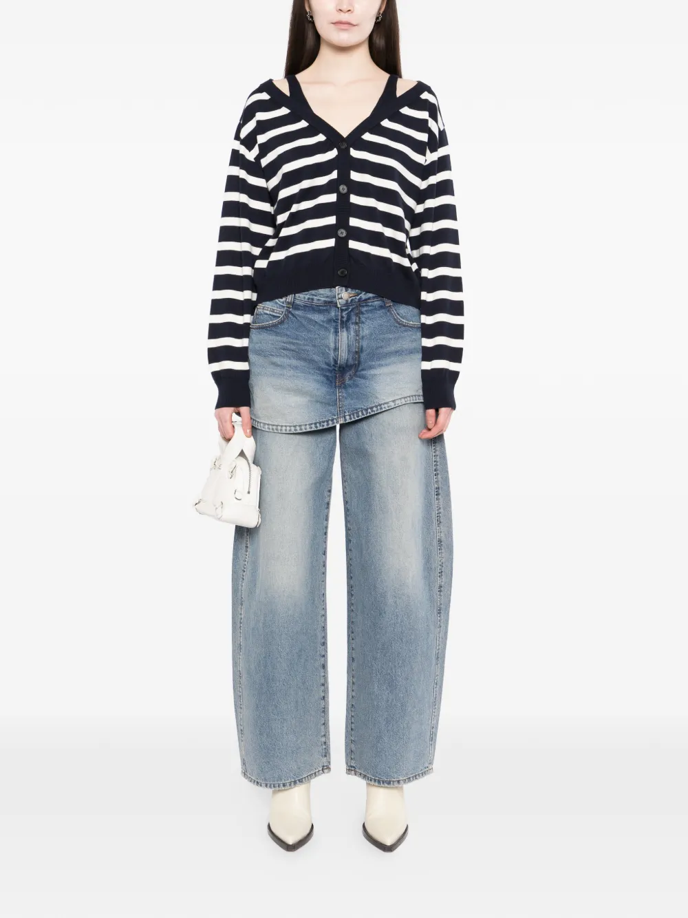  Ych Layered Wide-leg Jeans - Blue 