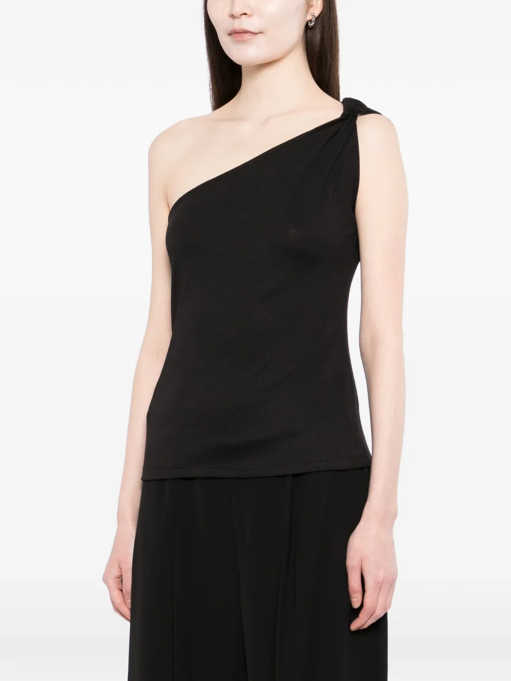  Ych Knitted One-shoulder Top - Black 