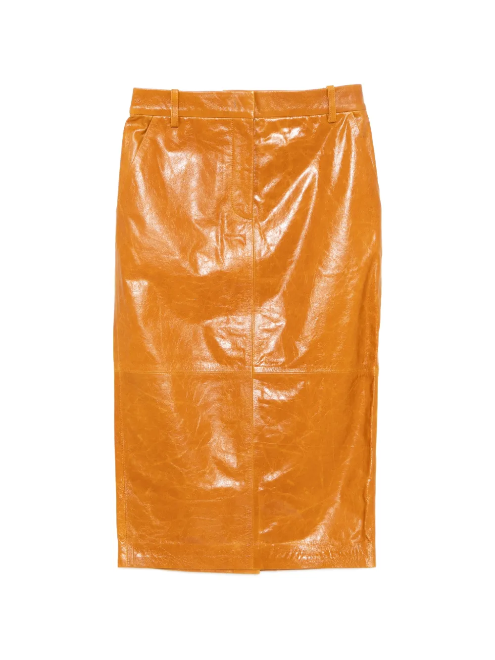 Co Collection Leather Pencil Skirt In Orange