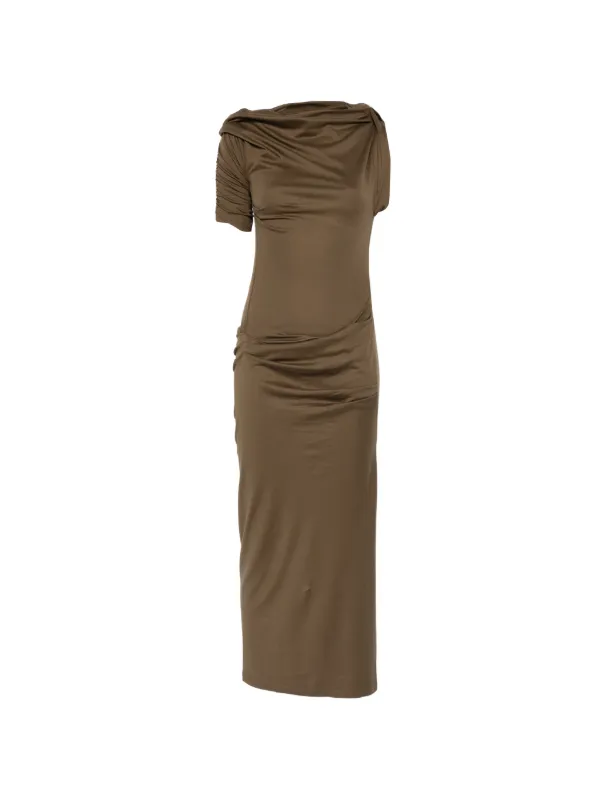 Jacquemus Draped One-Shoulder Midi Dress - Green