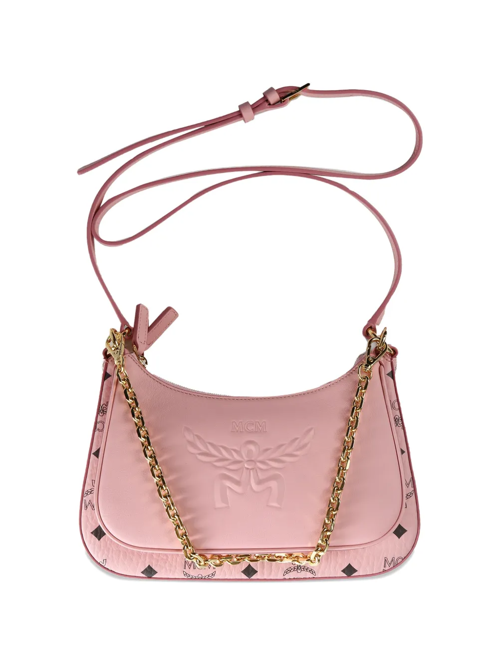 MCM Aren logo-embossed chain clutch bag - Rosa