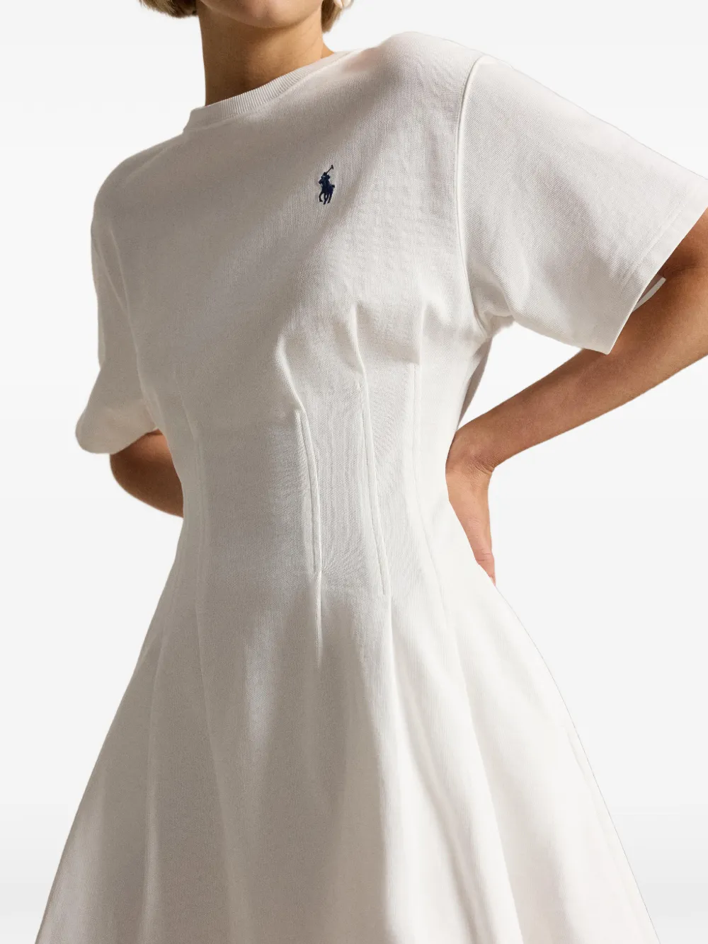 Polo Ralph Lauren Katoenen jersey jurk met plooien Wit