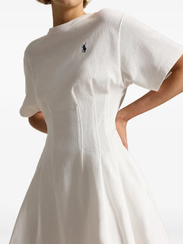 Polo Ralph Lauren Pleated Cotton Jersey Dress - White
