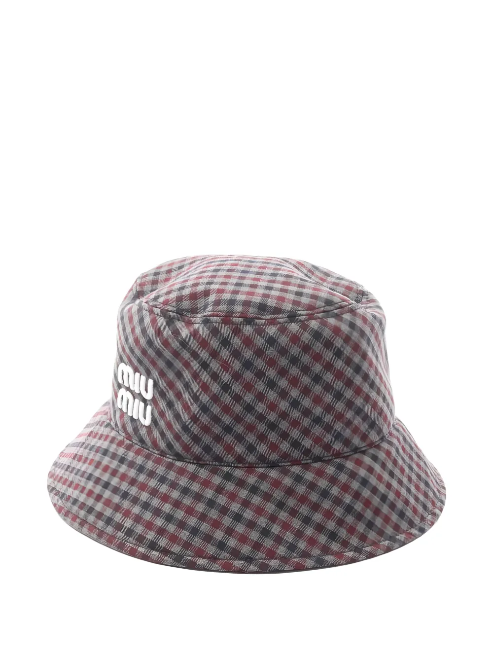 Miu Miu Pre-Owned 2010s embroidery checked bucket hat - Grigio