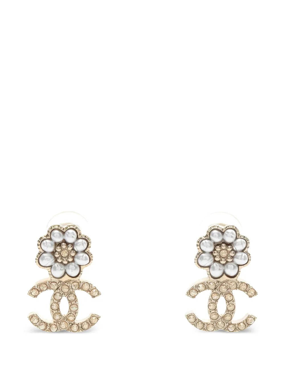 CHANEL Pre-Owned 1986-1988 CC-detail flower earrings - Oro