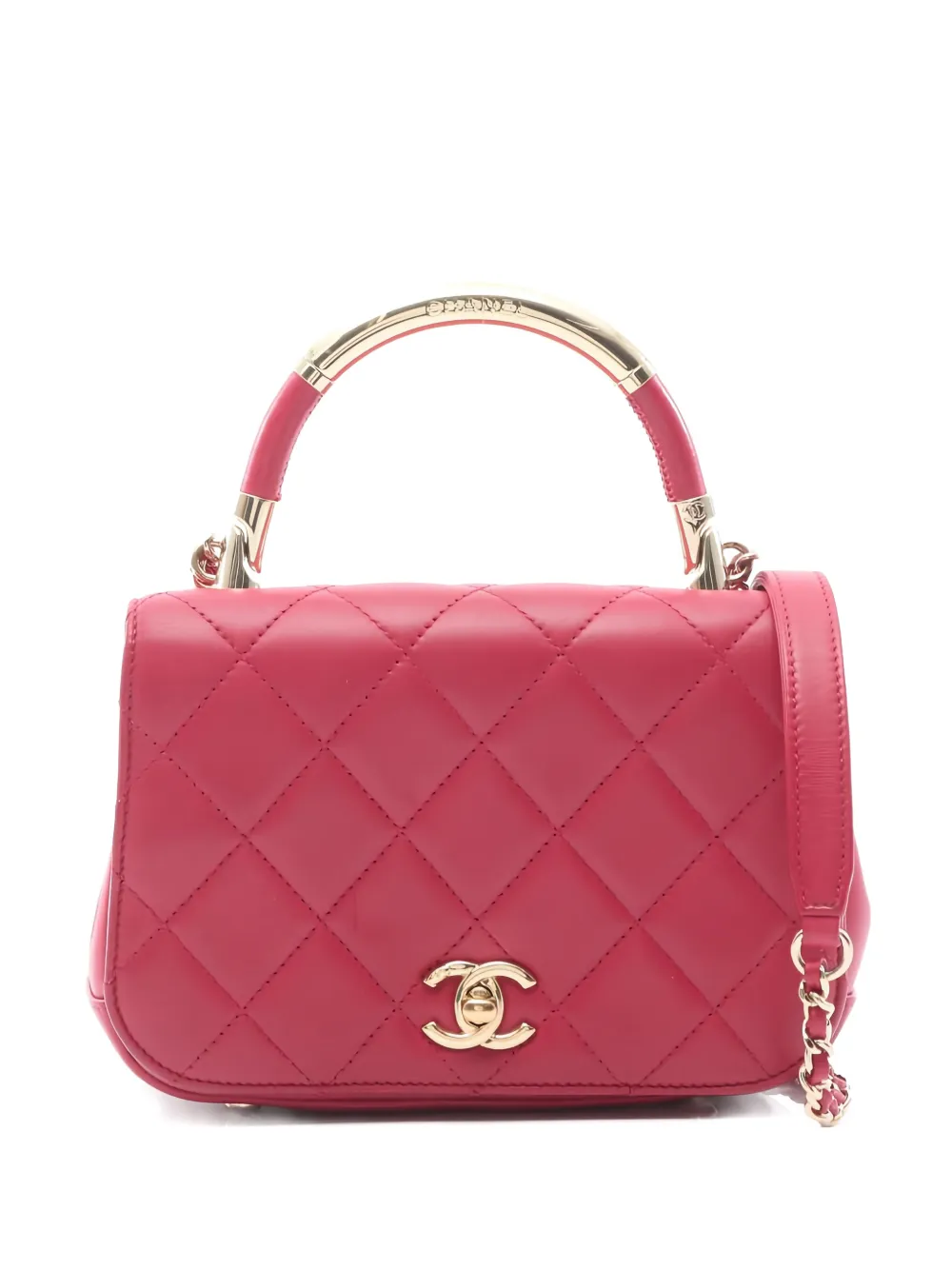 CHANEL Pre-Owned 2016-2017 diamond-quilting leather tote bag - Rosso