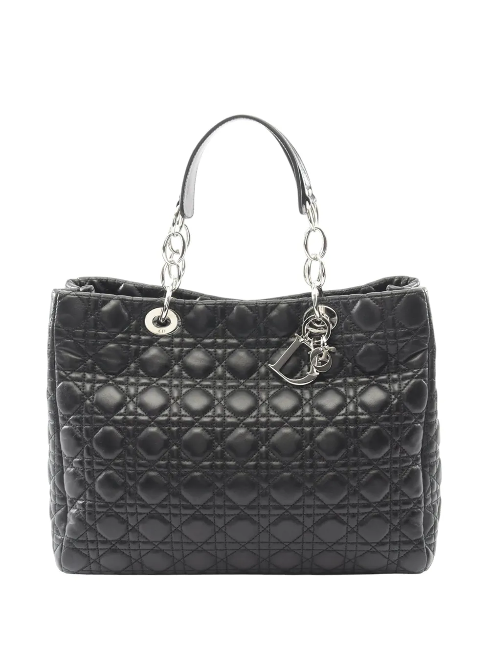 Christian Dior Pre-Owned 2010-2025 Large Lambskin Cannage Soft Zipped Lady Dior Shopping tote bag - Nero